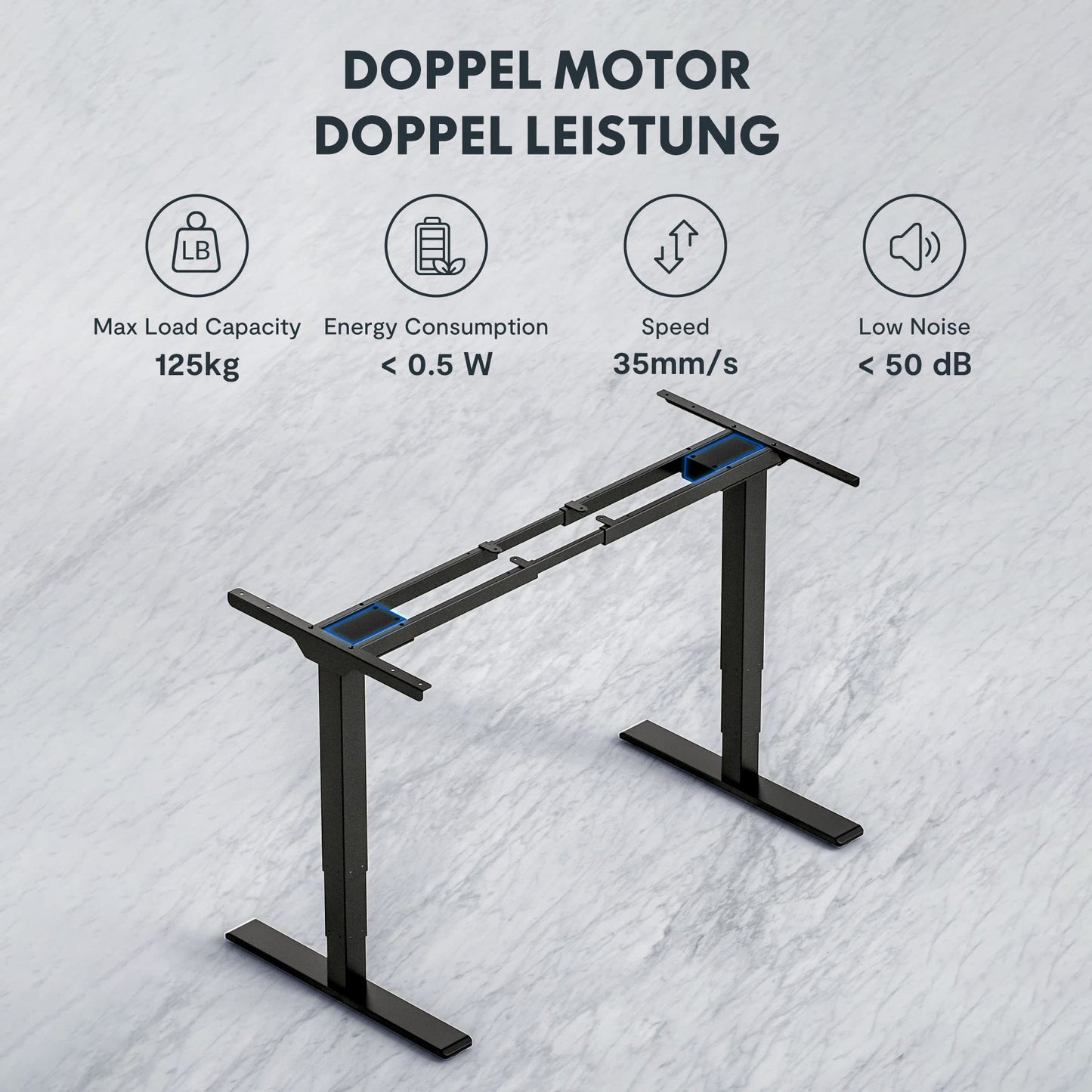 FLEXISPOT Höhenverstellbarer Schreibtisch Elektrisch Tischgestell mit 2 starken Motoren, Super Belastung 160KG, 3-Fach-Teleskop, Memory-Steuerung, LED Höhenanzeige (PRO Schwarz)