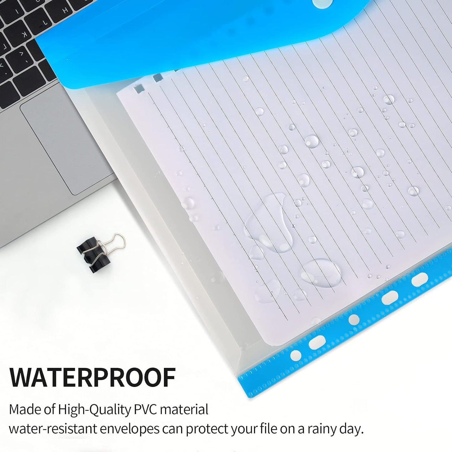 TOOELMON Dokumententasche A4, 12 Stück Transparent Dokumentenmappe A4 zum Abheften, Erweiterbare Wasserdicht Dokumenten Mappen A4 Abheftbar mit Druckknopf, 6 Farben