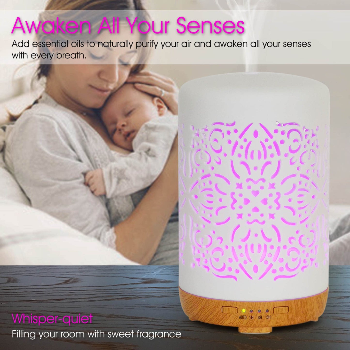 Earnest Living Smart WiFi Diffusor für ätherische Öle Keramik diffusor 250 ml mit Alexa Google Home App Telefonsteuerung LED und automatischer Abschaltung Büro-Luftbefeuchter Aromatherapie Weiß
