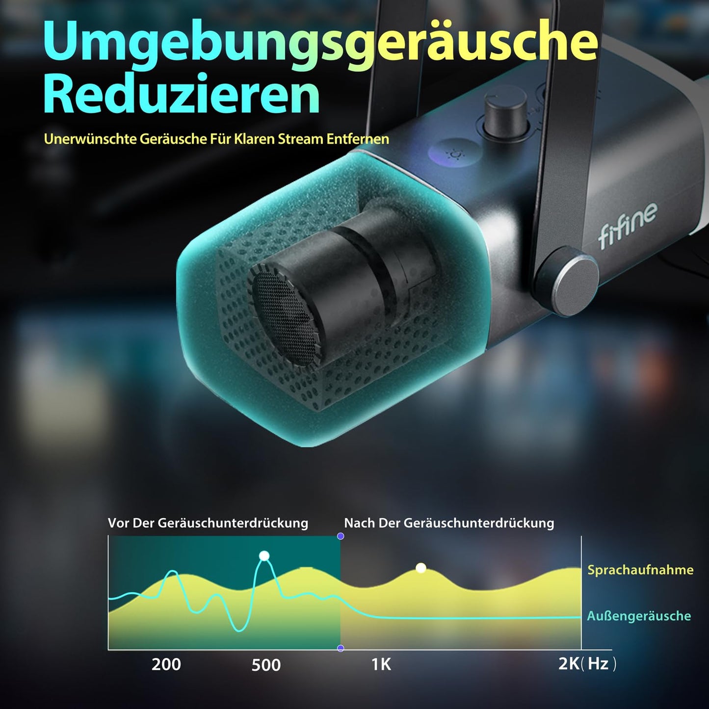 FIFINE XLR Gaming Mikrofon für Streaming Podcast Studio, USB Dynamisch Microphone PC mit Stummschalttaste, für PS4/5 Mac Mixer Soundkarten