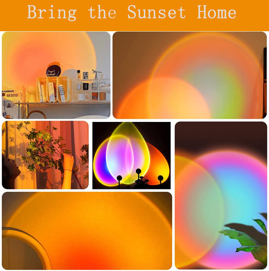 Sunset Lamp,Sonnenuntergang Lampe mit USB,Höhenverstellbar LED Nachtlicht Rainbow Light 24 Farben Zwei Fernbedienungen 4 Dynamische Modi 180° Drehung Sunset Projektionslampe,Selfie/Fotografie/Party