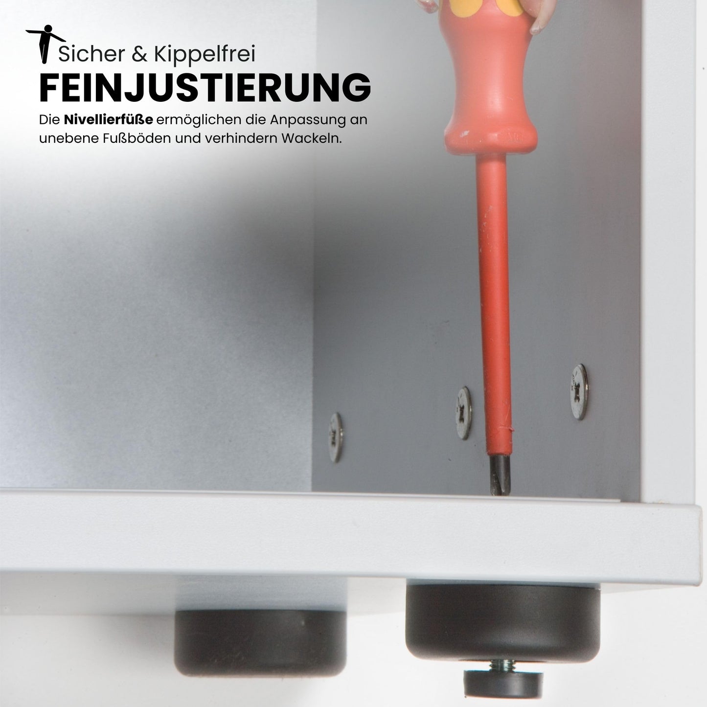 bümö Schiebetürenschrank 3OH - Aktenschrank abschließbar, Sideboard Schrank mit Schiebetüren in Weiß/Eiche - Büroschrank aus Holz mit Schiebetür, Büro Kommode für Ordner & Co.