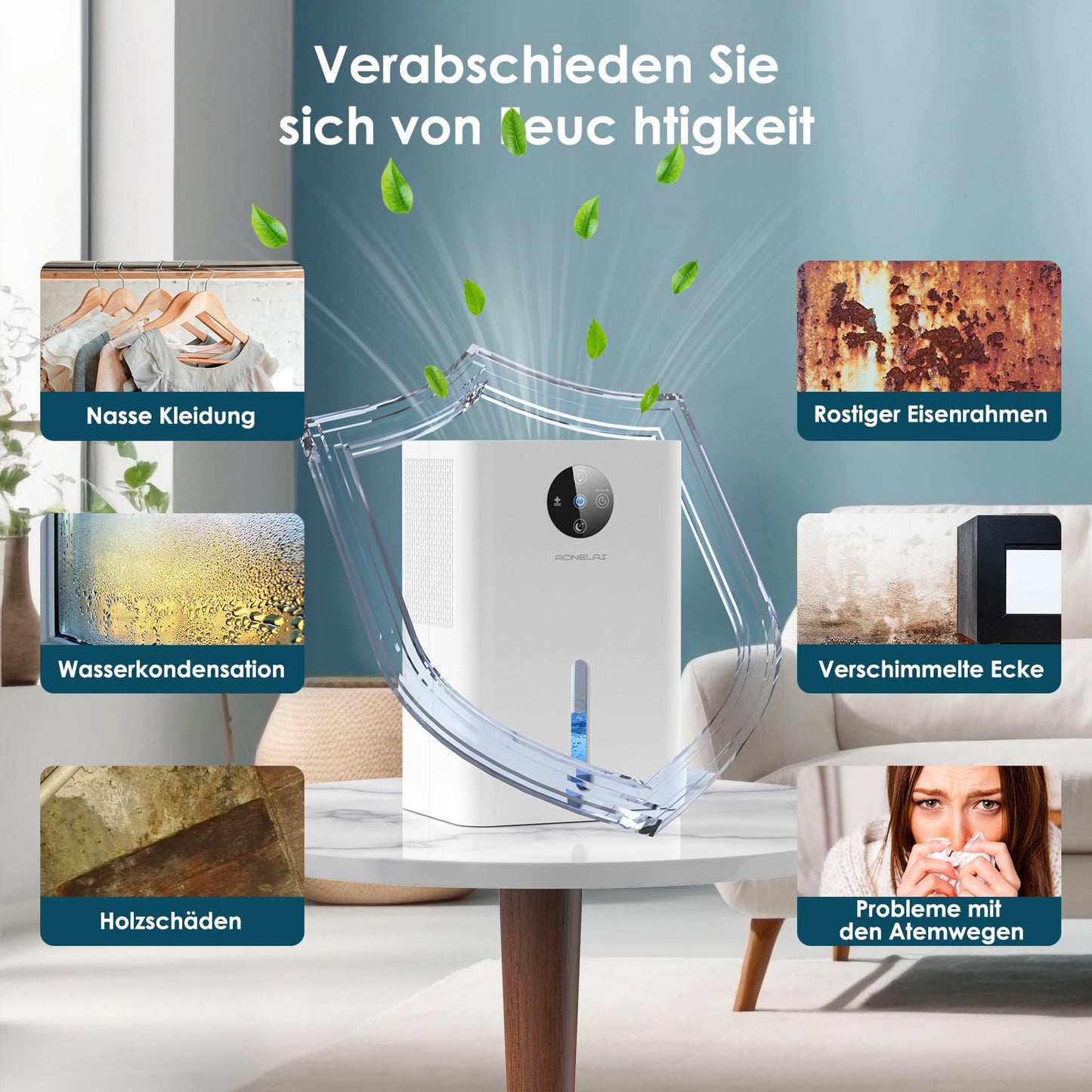 Luftentfeuchter Elektrisch 1800ML,Tragbarer Raumentfeuchter Extra leise unter 30 dB, Automatischer Abschaltung und Abtauen,Dehumidifier für Wohnung Badezimmer