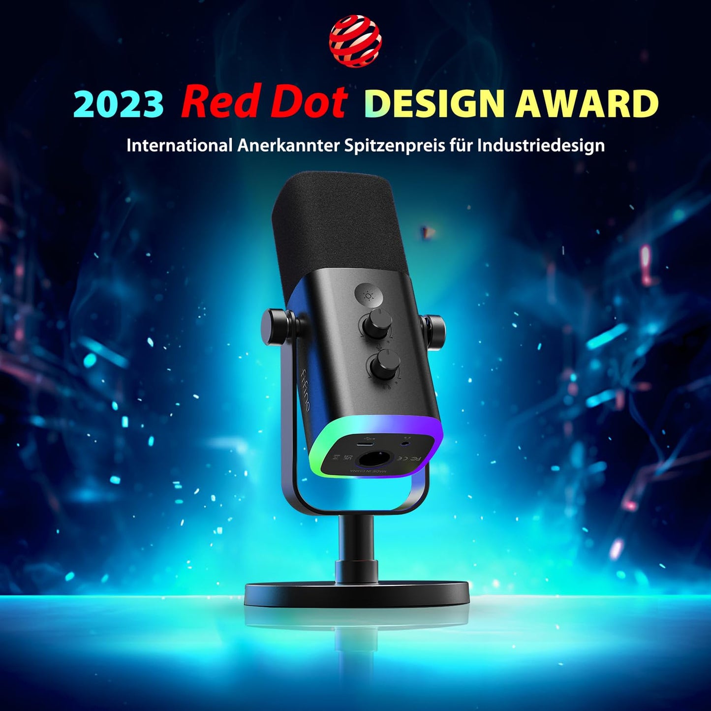 FIFINE XLR Gaming Mikrofon für Streaming Podcast Studio, USB Dynamisch Microphone PC mit Stummschalttaste, für PS4/5 Mac Mixer Soundkarten