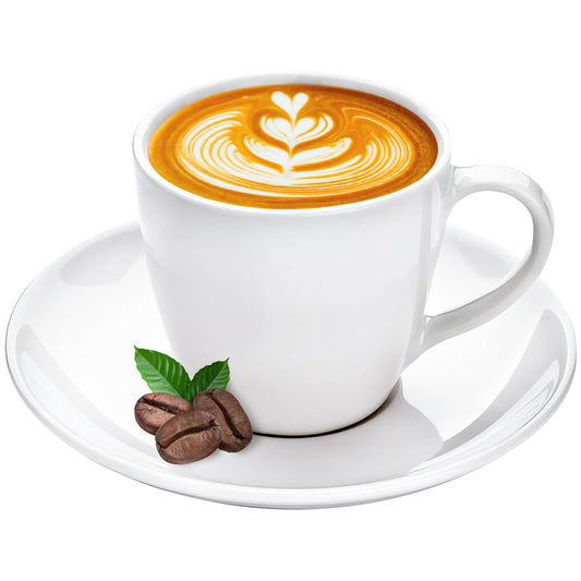 KONZEPT Kaffeetassen Set 6er mit Untertassen, Weiß, Tassen für 6 Personen aus Porzellan zum Bemalen, ideal für Tee, Kaffee, Cappucino, 230 ml