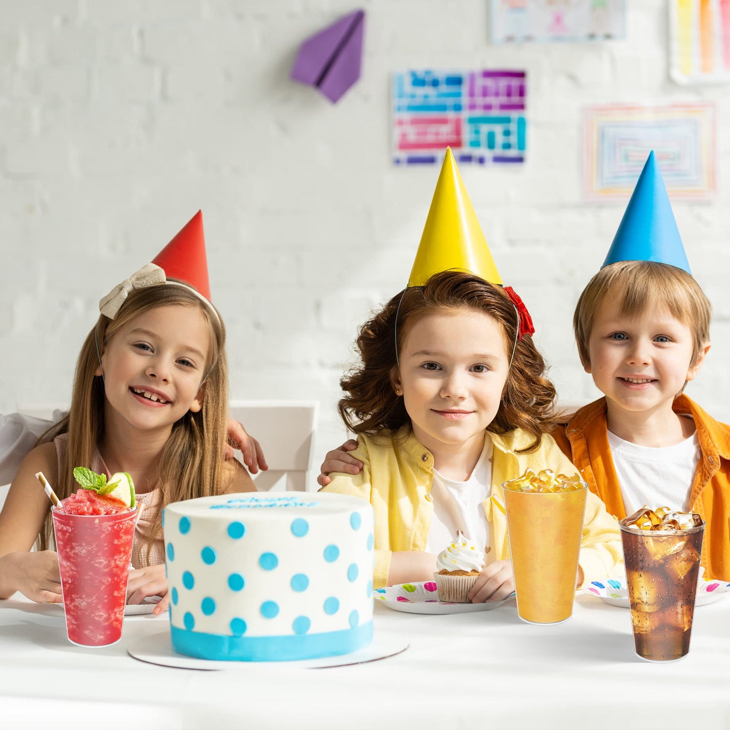 AOLUXLM 50 Stück Partybecher Set, Trinkbecher Bruchsichere Mehrwegbecher für Getränkepartys, Geburtstag, Hochzeit - 480 ml / 16 OZ ( Voll Gefüllt) Mattierte Plastikbecher