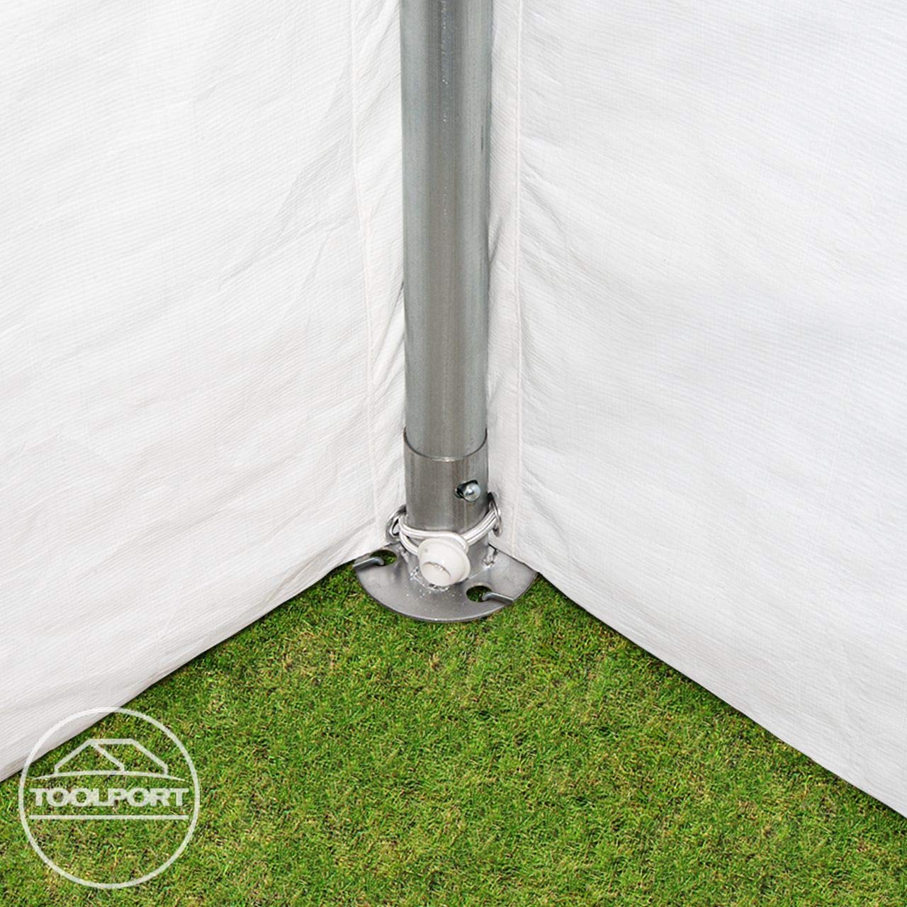 TOOLPORT Partyzelt Pavillon 4x5 m in weiß PE Plane 350 N Wasserdicht UV Schutz Festzelt Gartenzelt