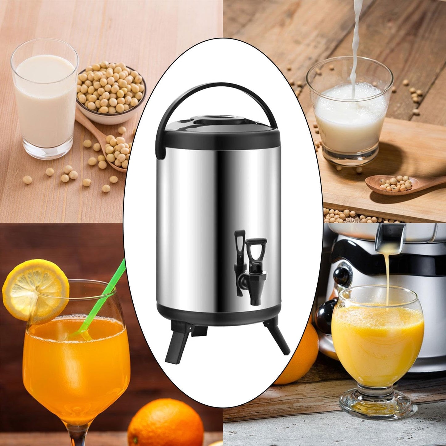 Dualoai Isoliertes Edelstahlfass, Doppelwandiger Getränkespender mit Zapfhahn, Hält Wasser, Milch, Tee, Saft, 6L