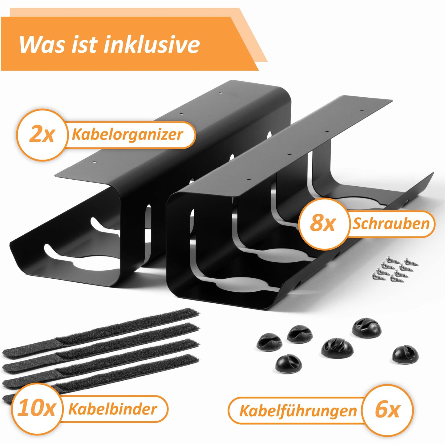Stilemo® Kabelkanal Schreibtisch - Kabelmanagement Schreibtisch Organizer Kabeldurchführung - Cable Management Kabelhalter Kabelwanne Tisch 2er Set - 43x12x10 cm - Kabelkorb Schwarz