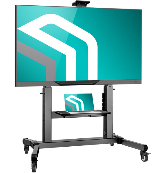 ONKRON TV Ständer rollbar für 50-100 Zoll TVs bis zu 120 kg, professioneller TV Ständer höhenverstellbar & neigbar max 1000x600 VESA Standfuß Fernseher - TV Wagen mit Rollen Schwarz TS1991-B
