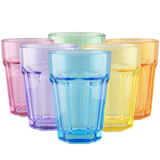 TREND FOR HOME Rainbow Gläser set 6 Teilig Bunte Wassergläser 425 ml Trinkgläser Bunt Longdrinkgläser Cocktailgläser Saftgläser Trinkgläser Groß Caipirinha Gläser Farbig | Alva