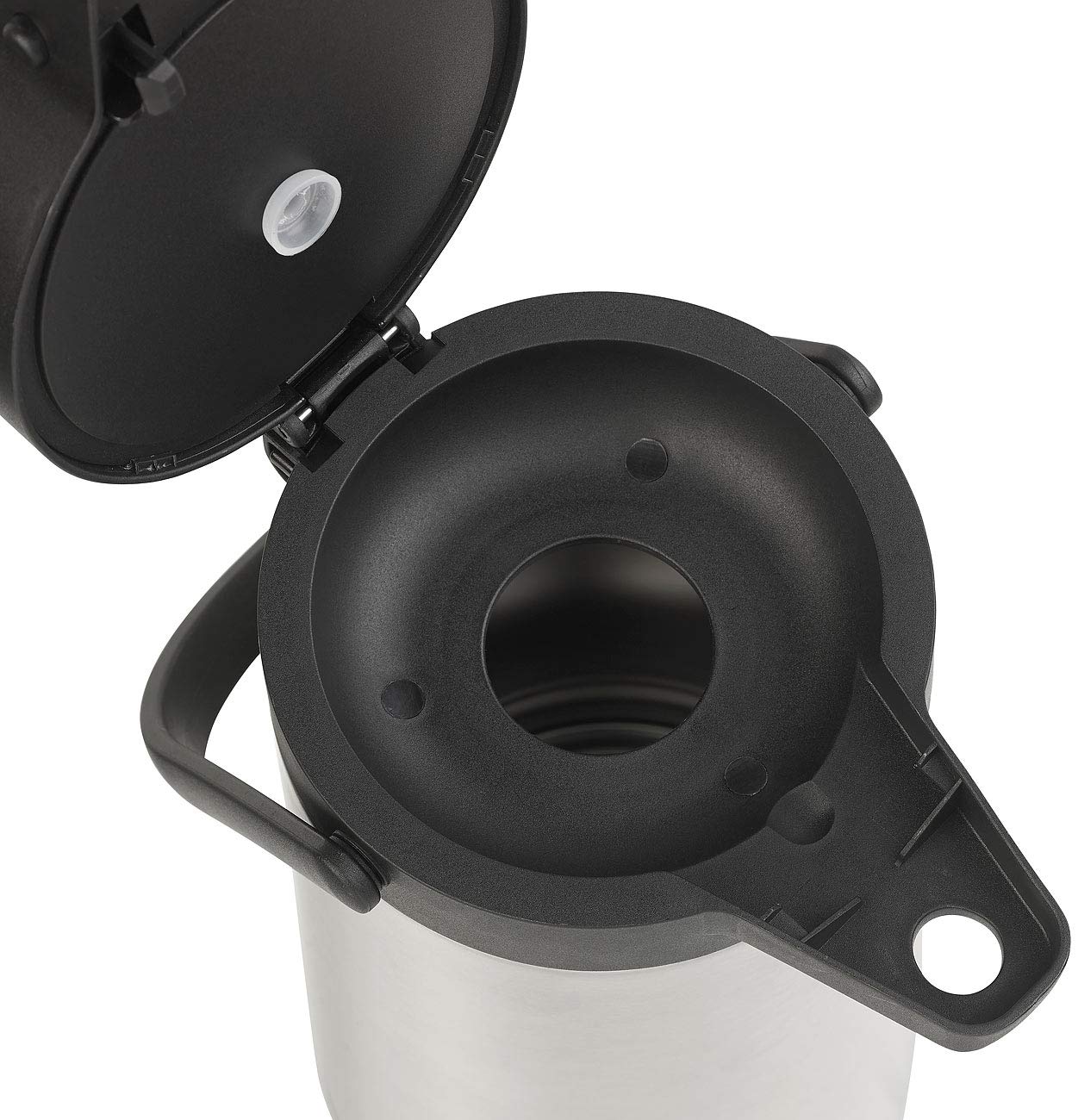 Rosenstein & Söhne Teekanne: 2er-Set doppelwandige Vakuum-Isolierkannen mit Pumpsystem, je 3 l (Edelstahl-Pump-Vakuum-Isolierkanne, Iso-Pumpkanne, Isolierbecher)