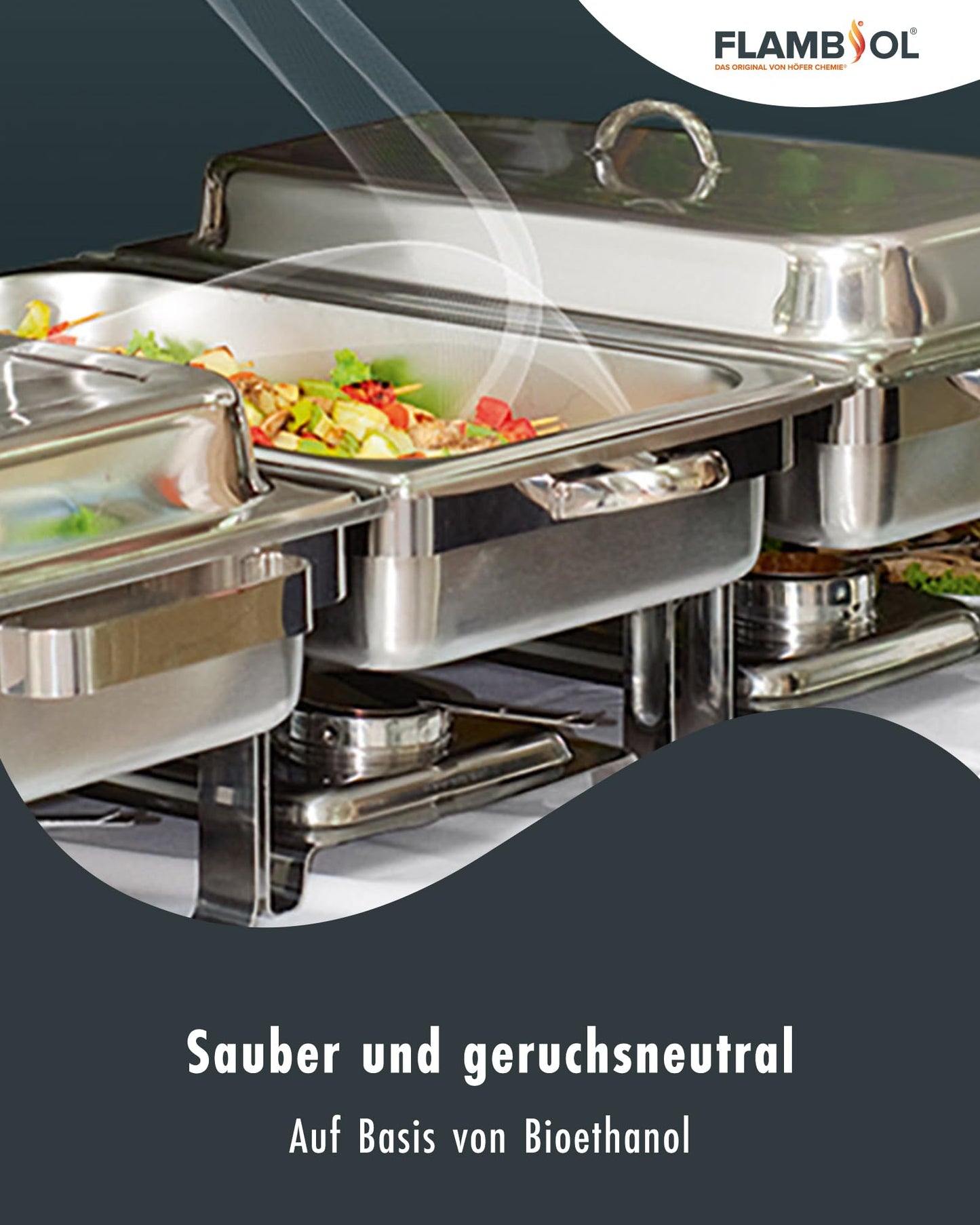 Flambiol Firegel Brennpaste 6 x 200g - Zum Warmhalten von Speisen - Für Chafing Dish & Buffet - Aus Natürlichem Bioethanol - ca. 2,5 h Brenndauer