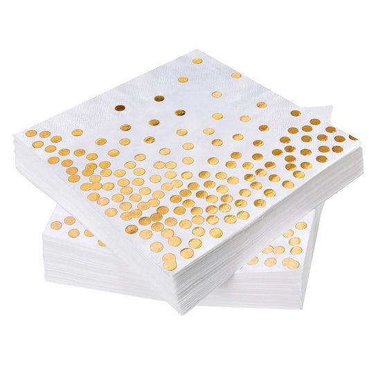 iZoeL 60 Servietten Partyservietten Gold Dots 33 x 33cm 3-lagig Geburtstag Foiled Papierservietten Paper Napkins für Party Hochzeit Weihnachten silvester