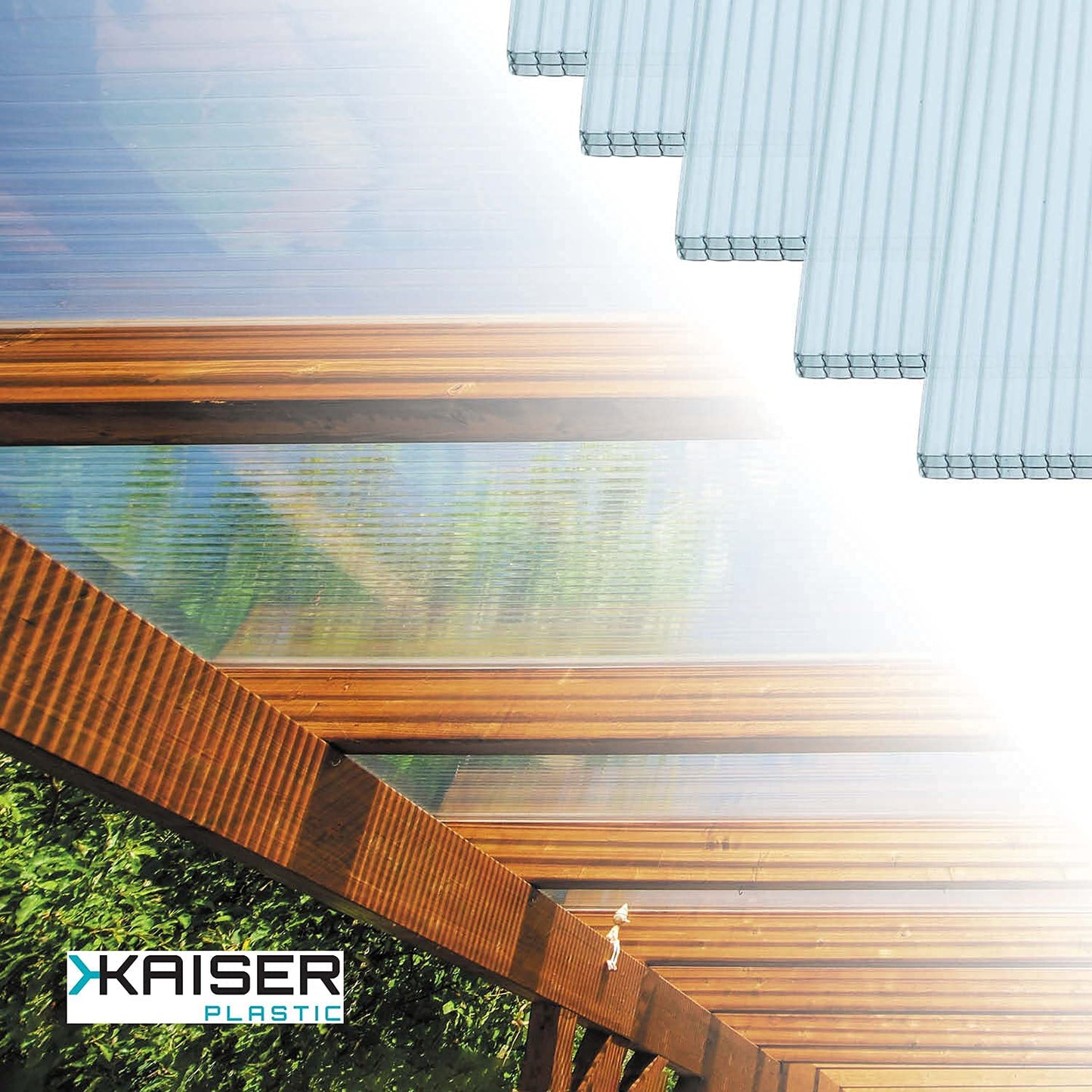 KAISER plastic® Doppelstegplatten 16/20 | Xtra Strong (PC) | 98 cm Breite x 200 cm Länge | 5er Set | Farbe: Klar und UV-geschützt