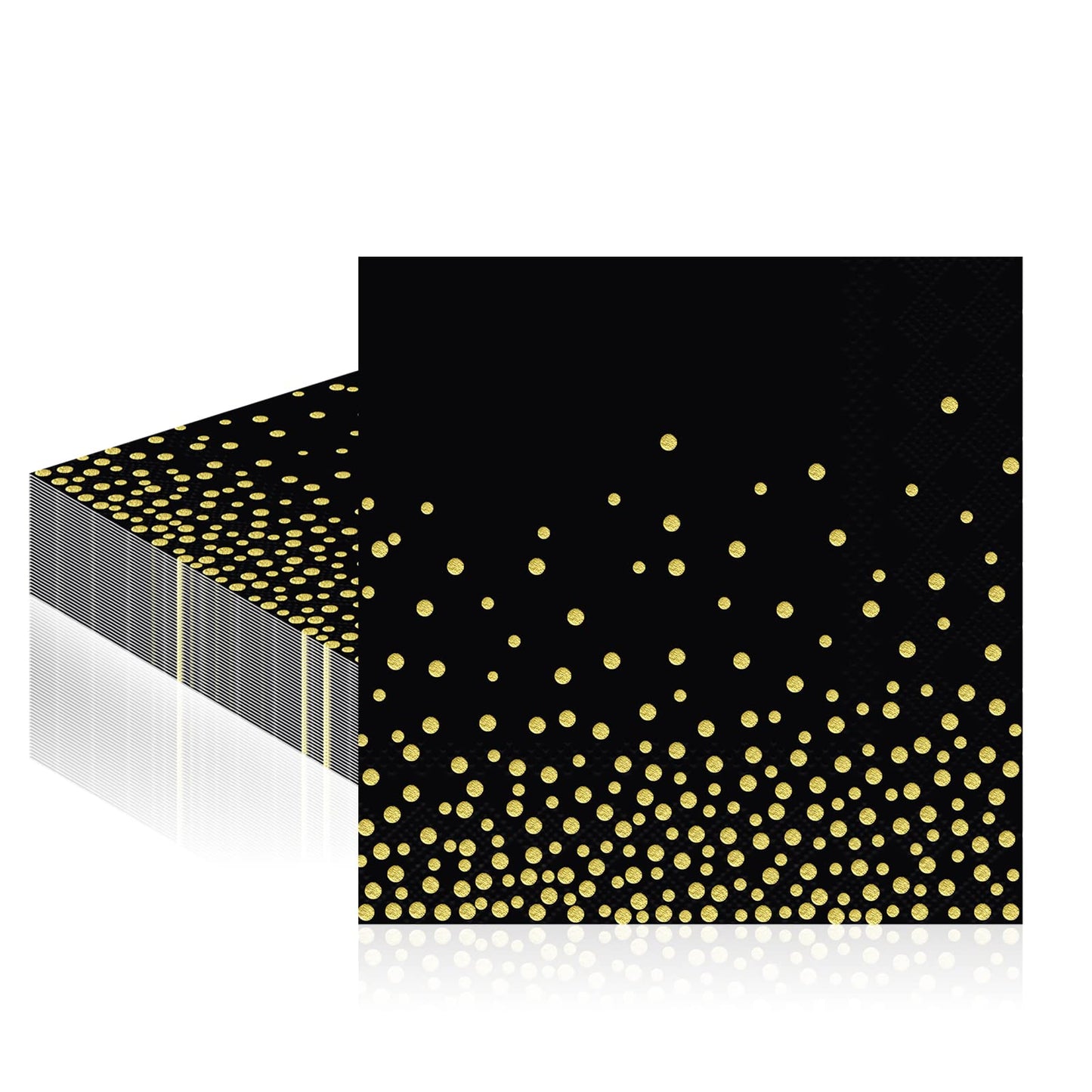 Servietten, Goldfolie Party-serviette Schwarz Golddruck Gepunktete 3-lagig Papier Servierten, Cocktailservietten 33x33cm Papierservietten mit metallic Aufdruck, 20 Stück