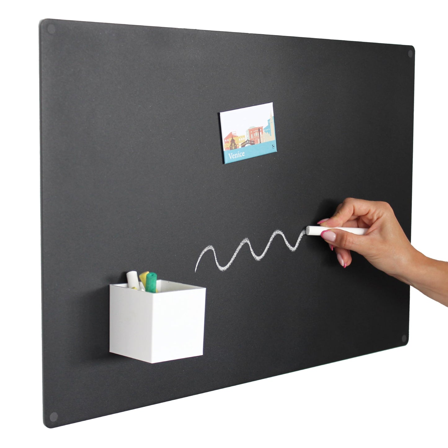 KalaMitica Magnettafel Schwarz - Kreidetafel Magnetisch, Magnetpinnwand für jede Art von Magneten - Anthrazit - 56x38 cm