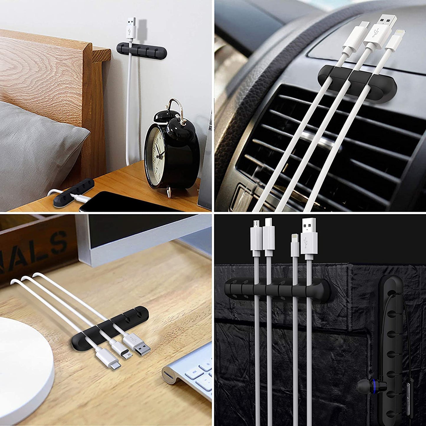 SOULWIT® Kabelhalter Kabelclips, [3 Stück] kabelmanagement Selbstklebend Kabel Organizer Vielzwecke Kabelführung Set für Schreibtisch Computer PC, USB Ladekabel, ZuhauseBüro
