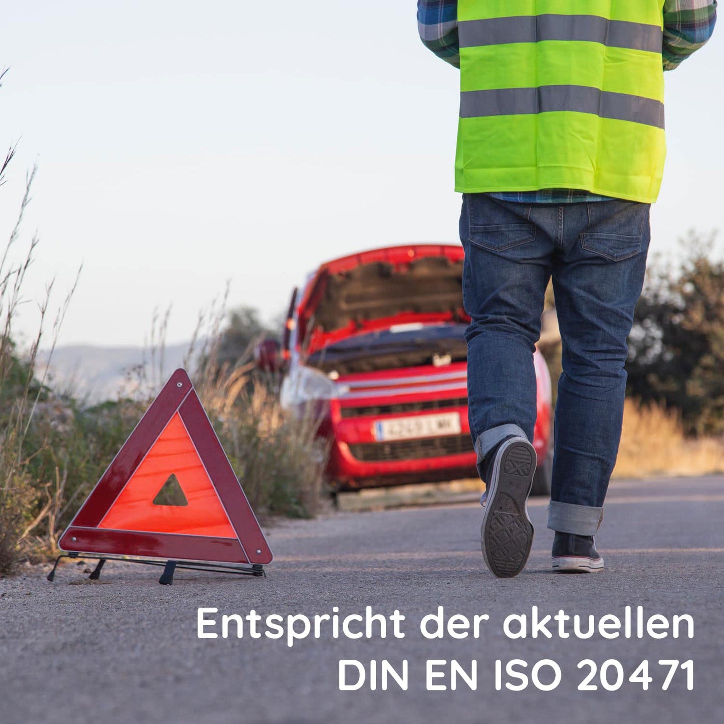 FLEXEO Warnwesten nach EN ISO 20471 - Auto - KFZ - Sicherheitsweste - Warnschutzweste - Warnweste - gelb - high Visibility Vest - Erwachsene - Sicherheits Set - EU Norm (4 Stück, Gelb)