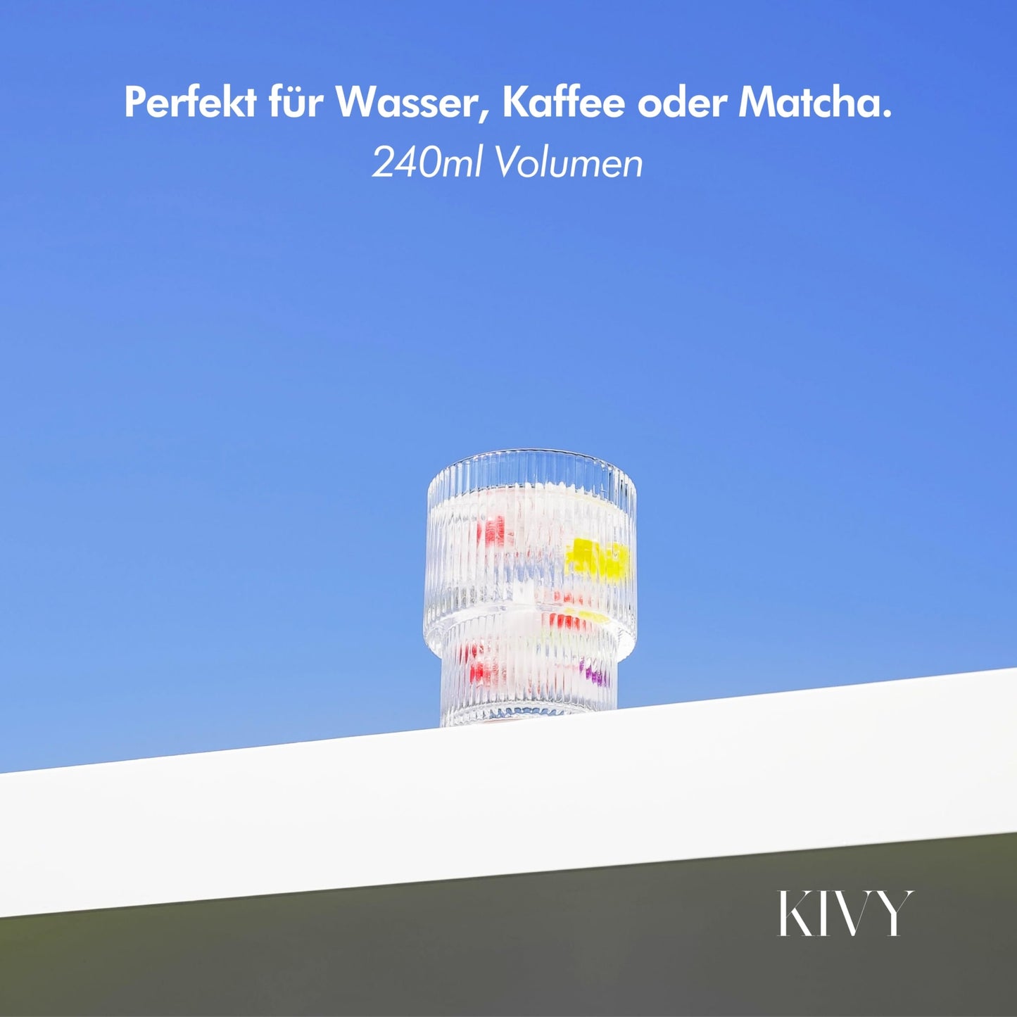 KIVY Geriffelte Wassergläser [4er Set] - Trinkgläser Set Wasserglas - Stapelbares Trinkglas Wasserglas Set - Wassergläser Modern Saftgläser - Ästhetische Gläser Water Glasses - Robust (4x190ml)