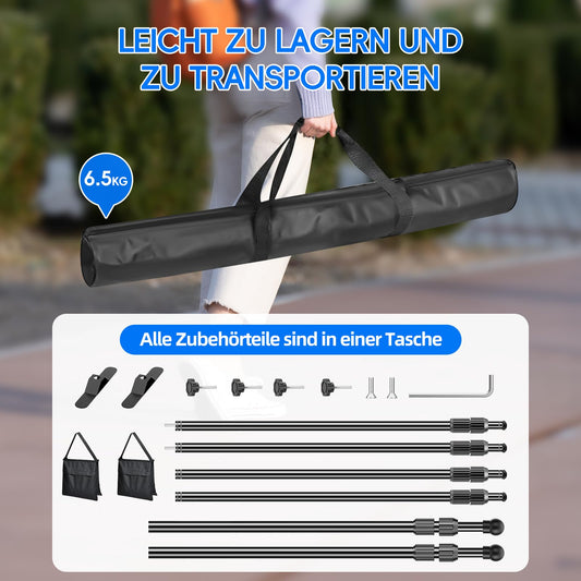 Fatazoii Foto Hintergrund Ständer Verstellbarer, 2,4 x 2,5m Fotohintergrund Ständer Fotografie, Banner Stand Set für Photo, Video, Studio