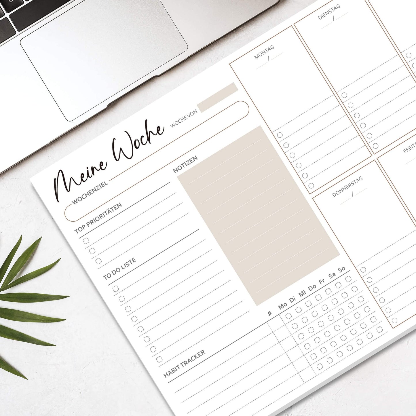 Biroyal Wochenplaner Block A4 ohne festes Datum (50 Seiten), Schreibtischunterlage mit ToDo Liste, Wochenkalender Wochen Planer mit Wochenübersicht&Habit-Tracker für Termine, Aufgaben& Notizen