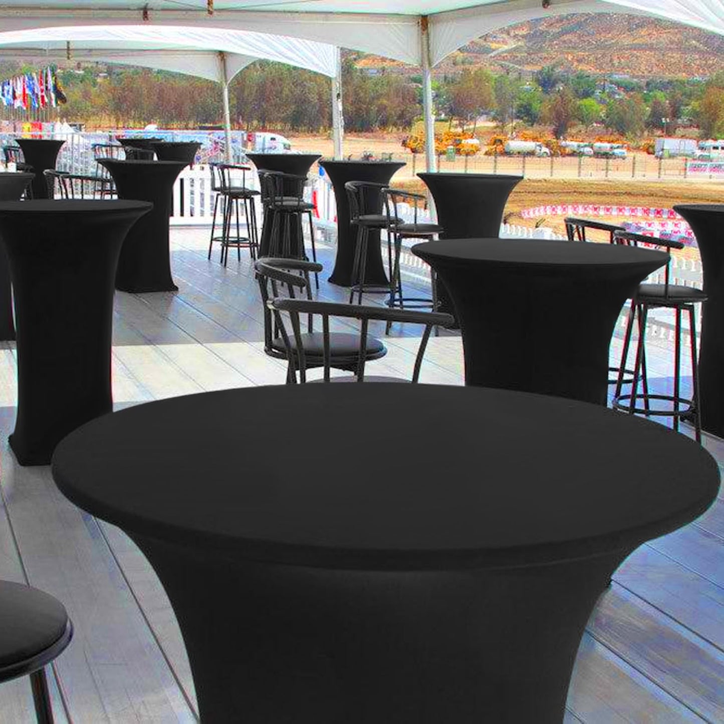 6er-Set Stretch Stehtisch Husse für Bistrotisch Ø 80-85 cm Spandex Stretch Tischdecke, Verstärkung im Fußbereich, Für Hochzeit Geburtstagsfeier Hussen für Stehtische und Bistrotische（80×110cm,Schwarz）