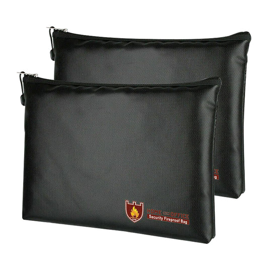 2 Stück Feuerfeste Dokumententasche 34x25cm,Wasserdichte Feuerbeständige Tasche,Tresor Feuerfest Geldscheine Aufbewahrung, Große Kapazität Aktentasche Für Dokumente/Geld/Passport/Bankdatei Und Bargeld