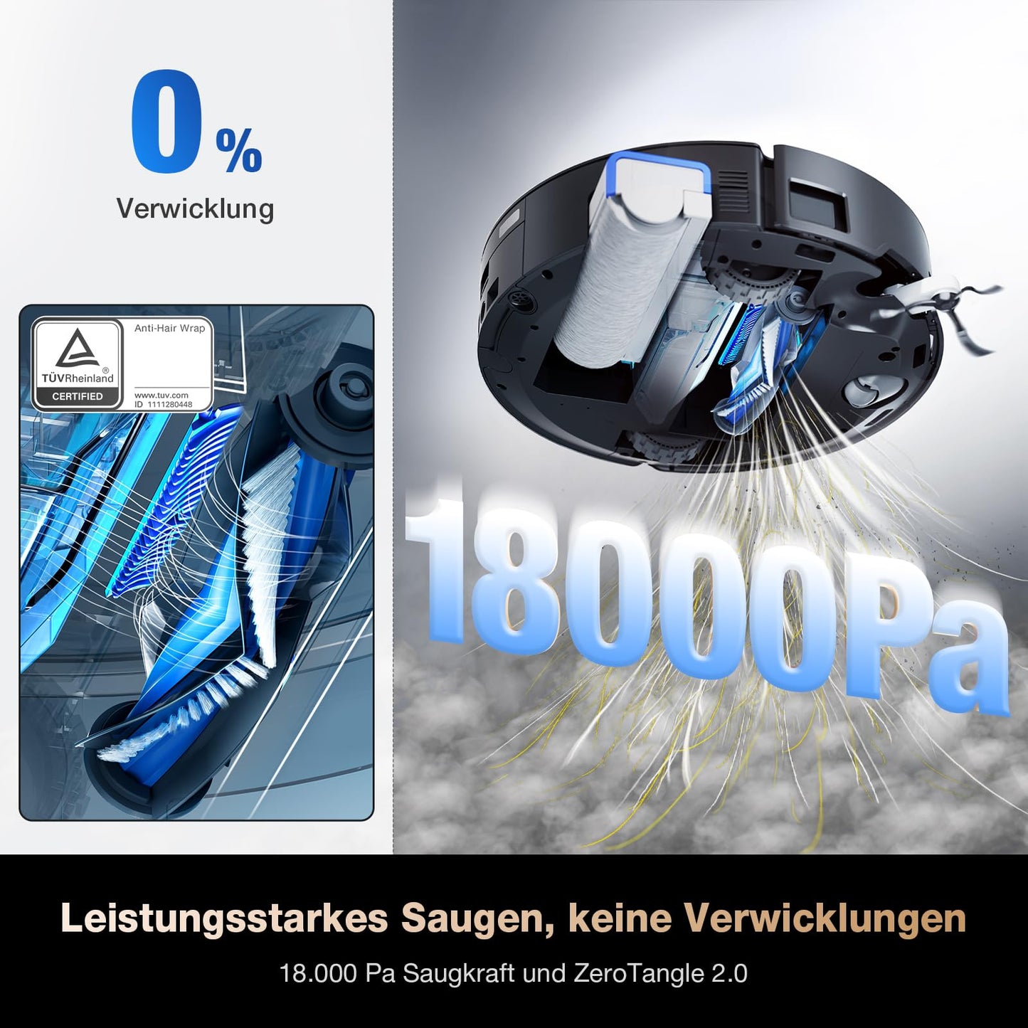 ECOVACS DEEBOT X8 PRO Omni Saugroboter mit Wischfunktion, 18.000 Pa, OZMO Roller Wischwalze mit kontinuierlicher Selbstreinigung, Moppreinigung mit Heißwasser 40–75 °C, autom. Reinigungsmittelzugabe