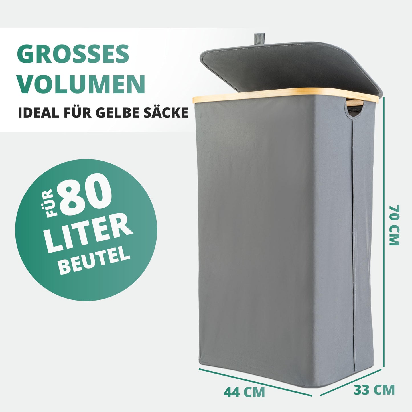 HOMELYN Gelber Sack Ständer 80L I Stabiler Müllsackständer I Leichte Entnahme durch Tür auf der Rückseite I Extra für gelbe Säcke I Gelber Sack Mülleimer I Behälter gelbe Säcke für Küche & Haushalt