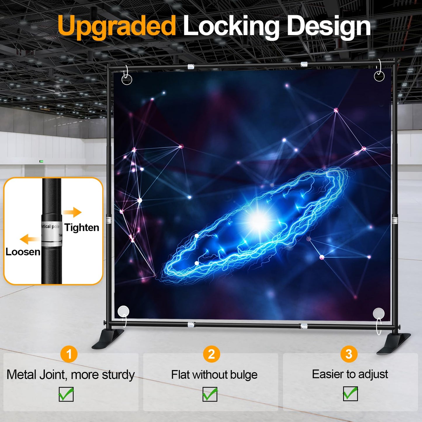 EMART Banner Ständer 3 x 3 m, Verstellbarer Hintergrund Ständer, Foto Hintergrundständer für Studio, Porträt und Produktfotografie, Fotografie - Upgraded