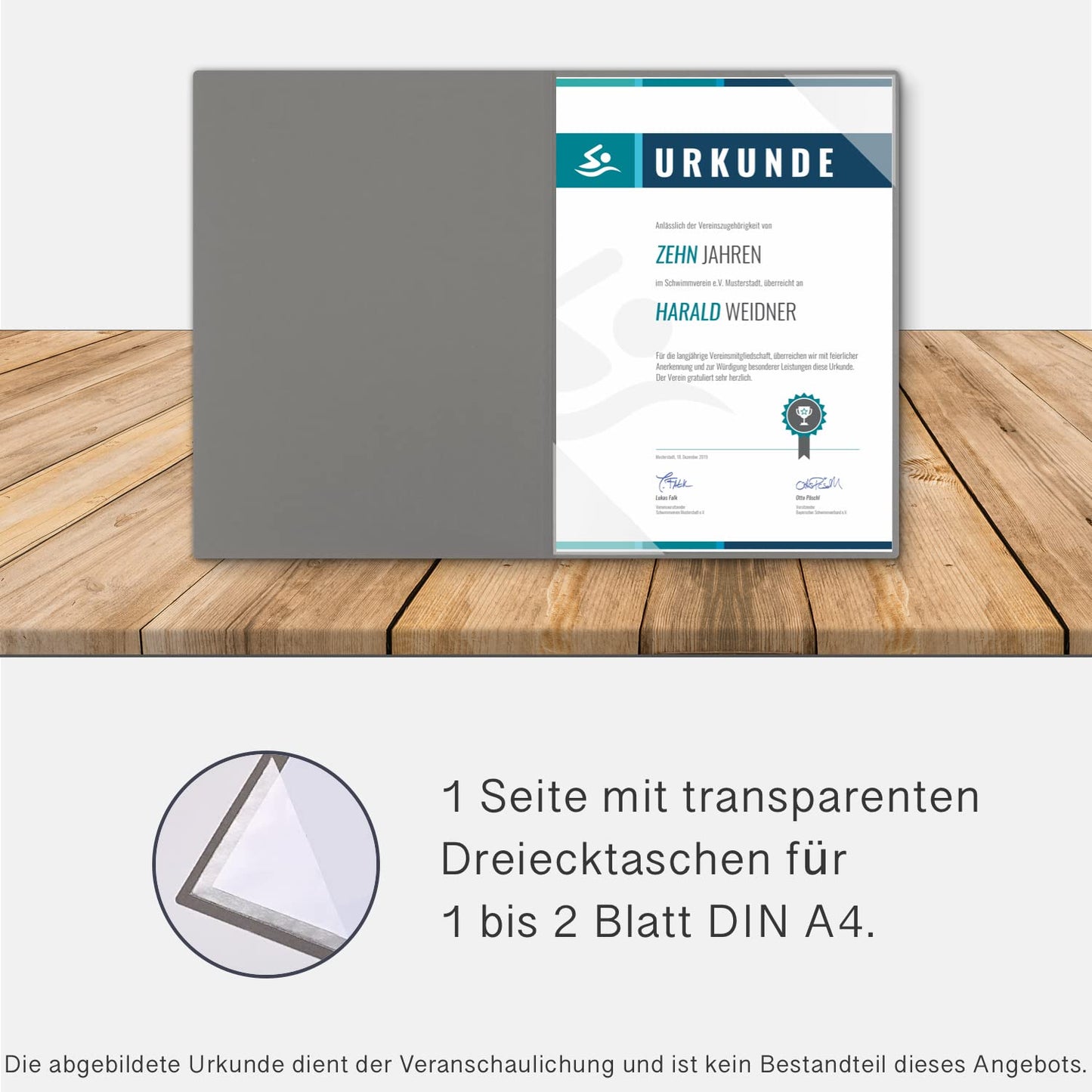 Urkundenmappe A4 Karton - Premium-Qualität mit edler Prägung 'URKUNDE' - BL-exclusivdruck® BASIC - hochwertige Übergabemappen aus 320g/m² Pappe - Urkundenhülle für DIN A4 Papier (Steingrau, 8 Stück)