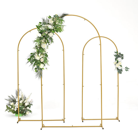 Ballon Bogen Hochzeit Bogen Hintergrund Stand (7.2FT, 6.6FT,5.9FT), Metall Bogen Hintergrund Stand für Hochzeitszeremonie, Braut Baby Duschen Geburtstagsparty Bogen Rahmen Gold