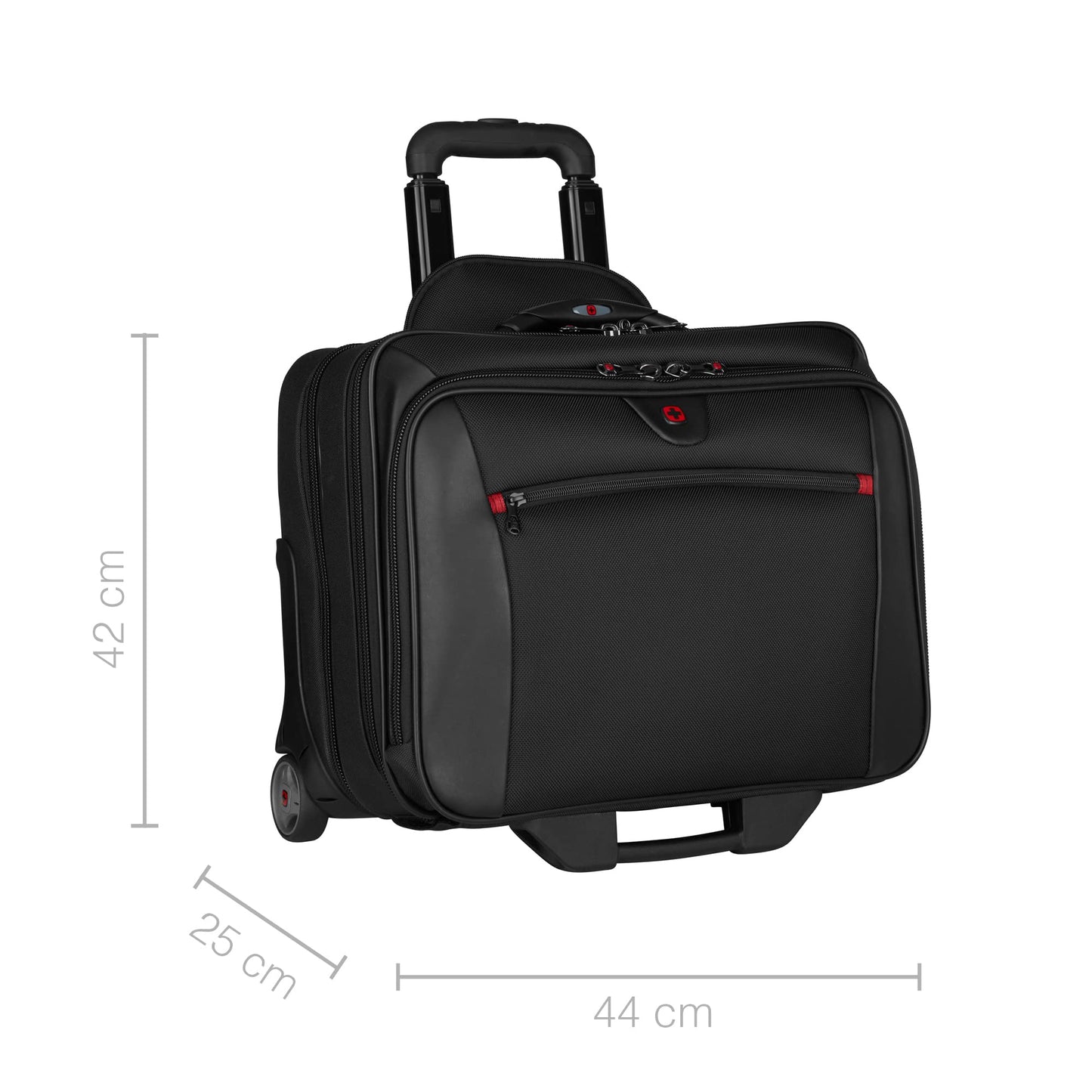 WENGER Potomac 2-TLG Laptop Trolley für Notebook bis 17 Zoll, herausnehmbare Laptop-Tasche 15 Zoll, 23 l, Damen Herren, Büro Business Reisen, Schwarz, 600661