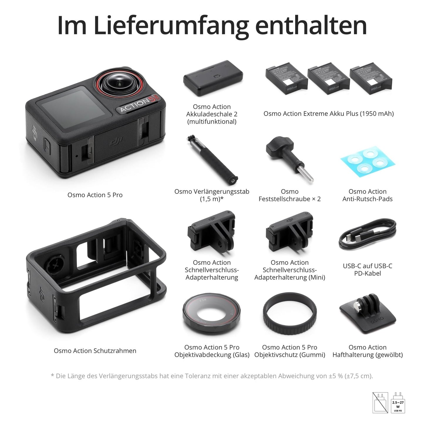 DJI Osmo Action 5 Pro Adventure Combo, Action-Kamera 4K mit 1/1.3" Sensor, 12 Std. verlängerte Akkulaufzeit mit 3 Akkus, Stabilisierung, Zwei OLED Touchscreens, Mini-Action-Kamera für Reisen, Vlog