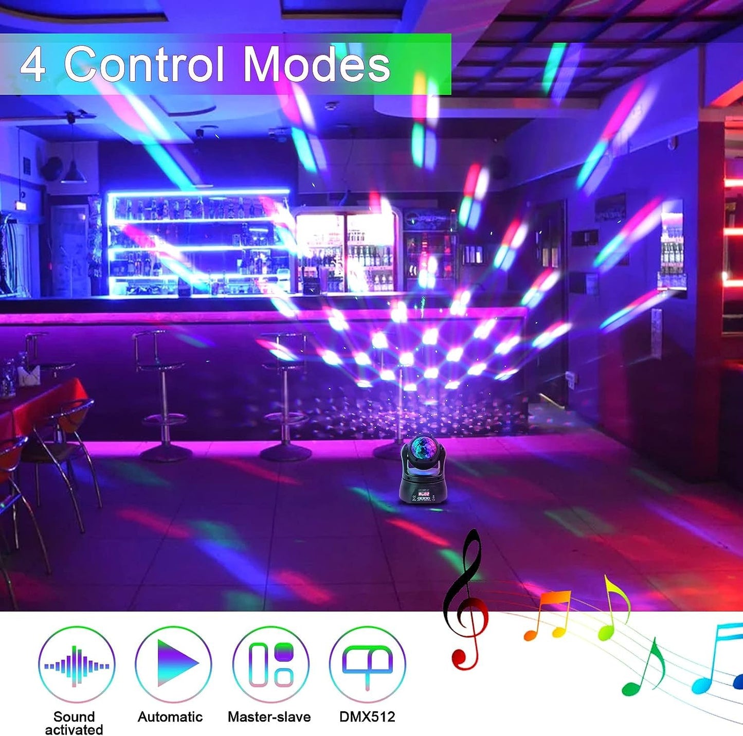 Discokugel, U`King Partylicht Mini Moving Head Bühnenlicht Party Lichter mit d-mx512 Control,RGBW für Party/Bar/Geburtstag/Hochzeit/Live Show/Halloween