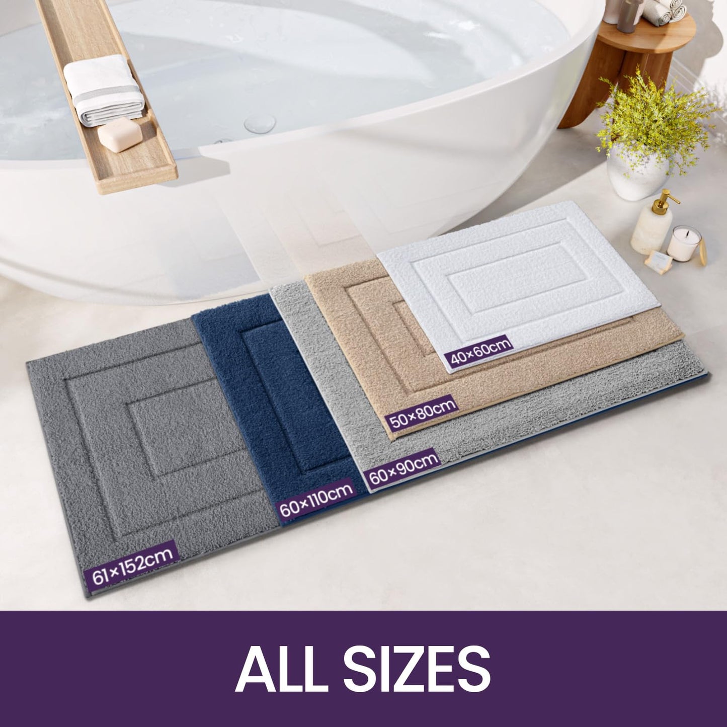 DEXI Badteppich rutschfeste,weicher Badezimmerteppich Wasserabsorbierend Badematte maschinenwaschbar Badvorleger für Dusche,Badewanne und Toilette, Grau, 40 x 60 cm