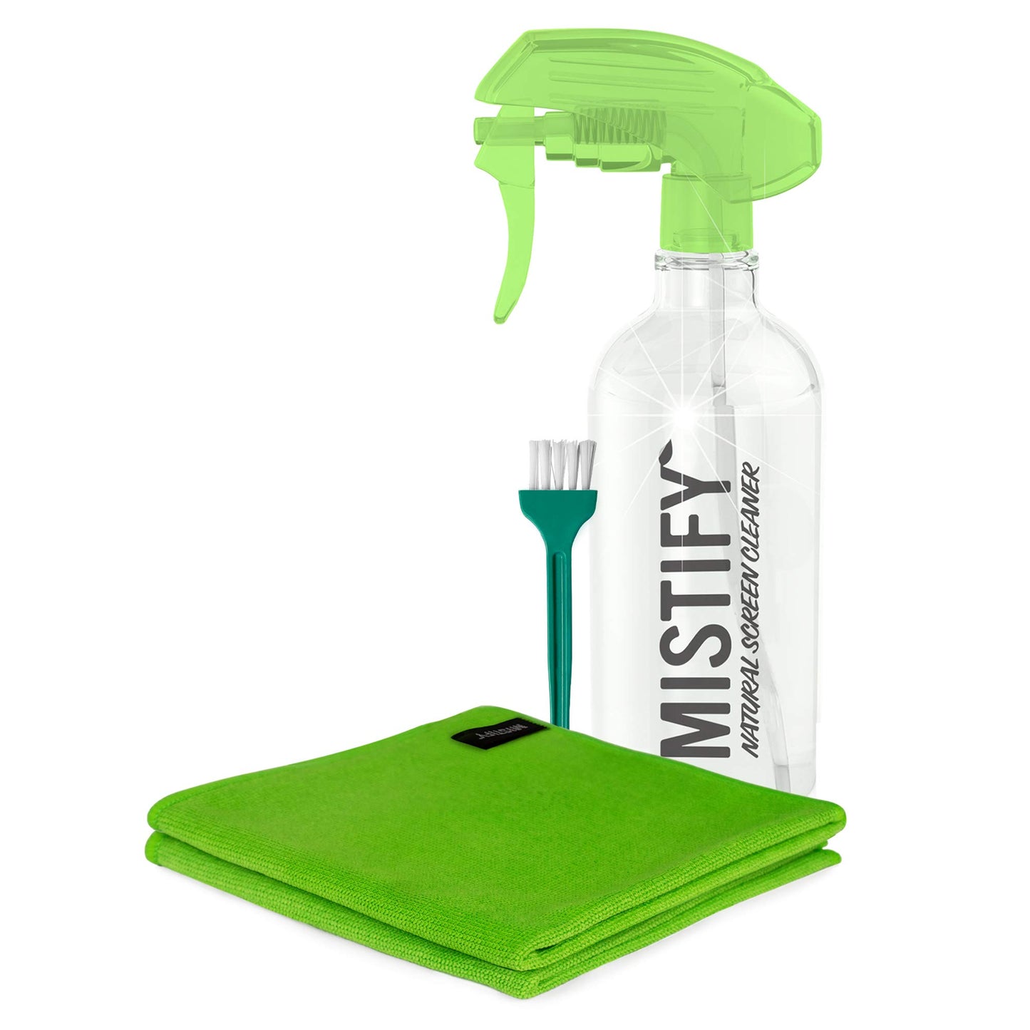 Mistify Natürlicher Bildschirmreiniger - 500ml Screen Cleaner. Display Reiniger mit 2 Mikrofasertüchern und Bürste [Laptop, PC, Monitor, Touchscreen, Tablet, Smartphone, TV, TFT, LCD, LED, Plasma ]