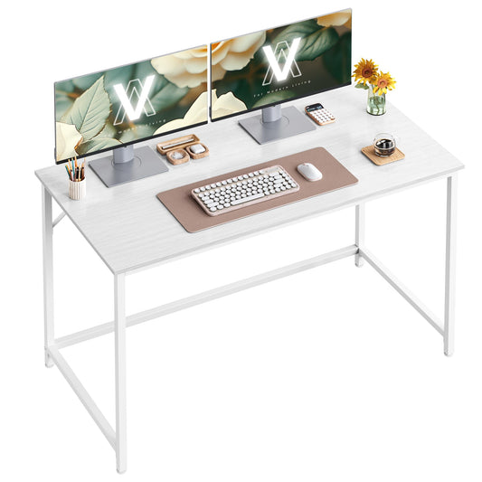 VASAGLE Schreibtisch, Kleiner Computertisch, Bürotisch, für Arbeitszimmer, Schlafzimmer, 60 x 120 x 76 cm, moderner Stil, Metallgestell, ahornweiß LWD039W01