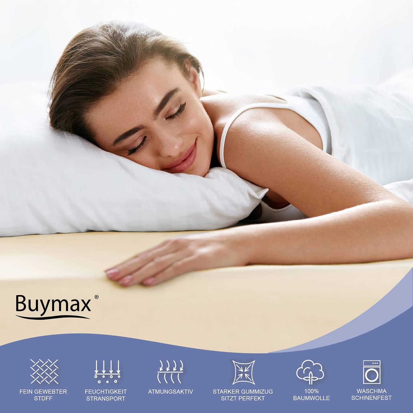 Buymax® Spannbettlaken 140x200cm Baumwolle 100% Spannbetttuch Bettlaken Jersey, Matratzenhöhe bis 25 cm, Farbe Anthrazit ÖKO TEX Standard