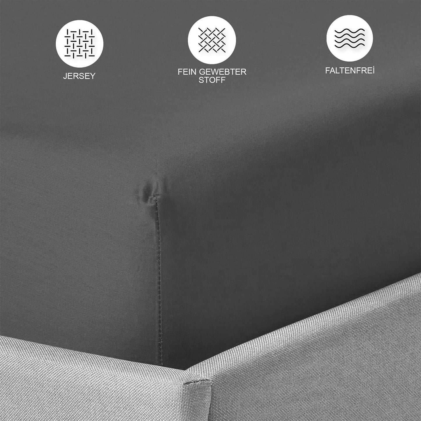 Buymax® Spannbettlaken 140x200cm Baumwolle 100% Spannbetttuch Bettlaken Jersey, Matratzenhöhe bis 25 cm, Farbe Anthrazit ÖKO TEX Standard