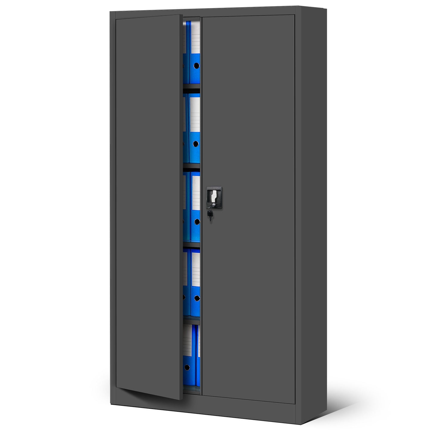 Metall Aktenschrank Abschließbar mit 2 Türen - Metallschrank  185 x 90 x 40 cm - Metall Aktenschrank Abschließbar mit 2 Türen