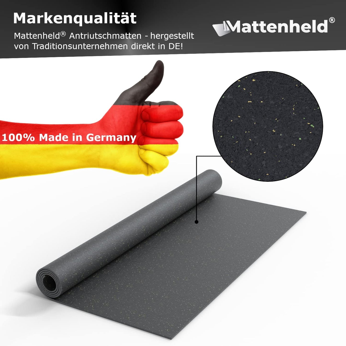 Mattenheld® Antirutschmatte Ladungssicherung 120x80x0,3 cm | Rutschhemmende & genormte Gummigranulatmatte | Ideale Sicherung von Ware im LKW, Anhänger & Kofferraum | Universal Bautenschutzmatte 3mm