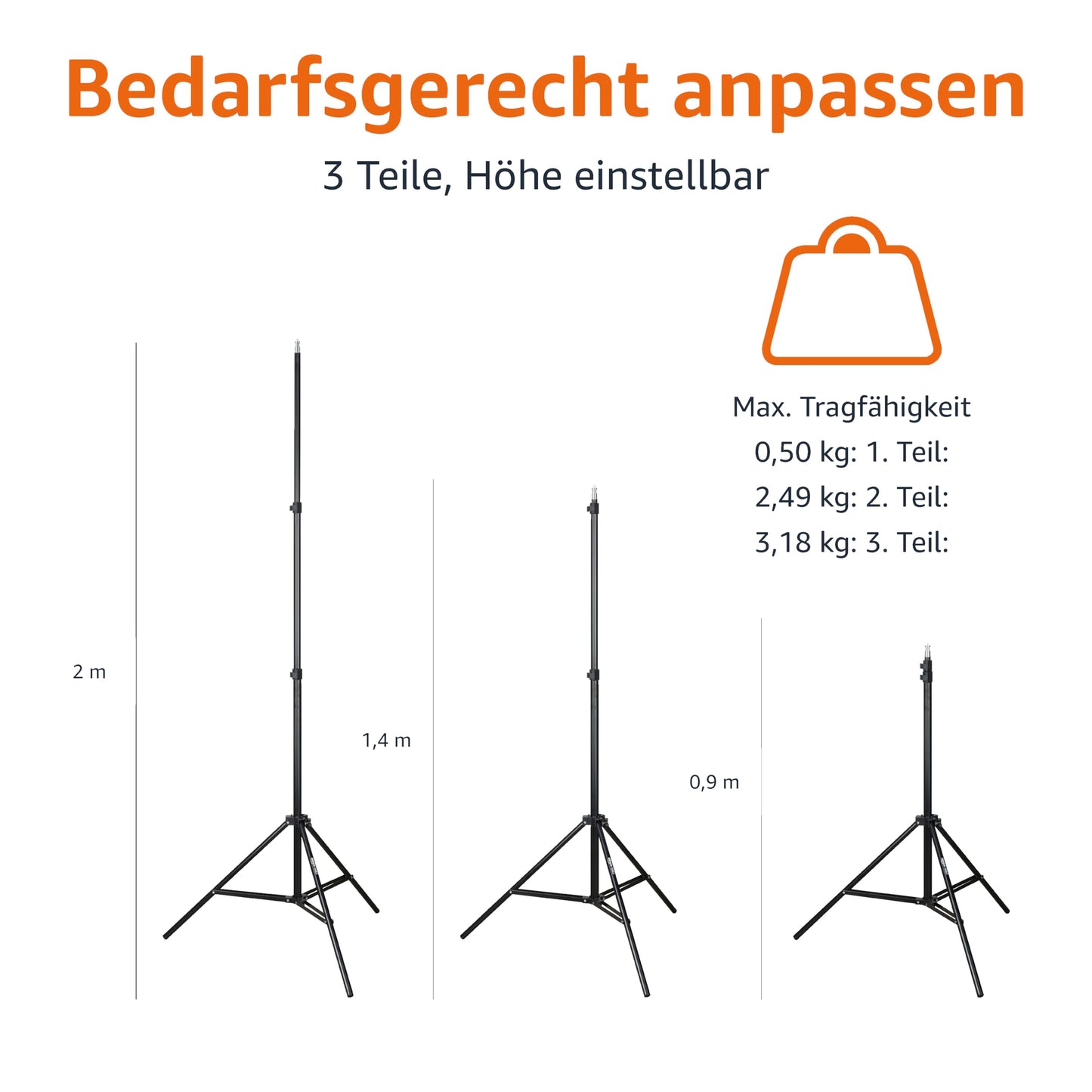 Amazon Basics - 2er-Pack Aluminium 2,04 m Kamera Beleuchtungsstativ für Studio- und On-Location-Fotos, 1,22 kg, max. Belastung 3,17 kg, Höhenverstellbar, Tragbar, Kompakte Aufbewahrung - Schwarz