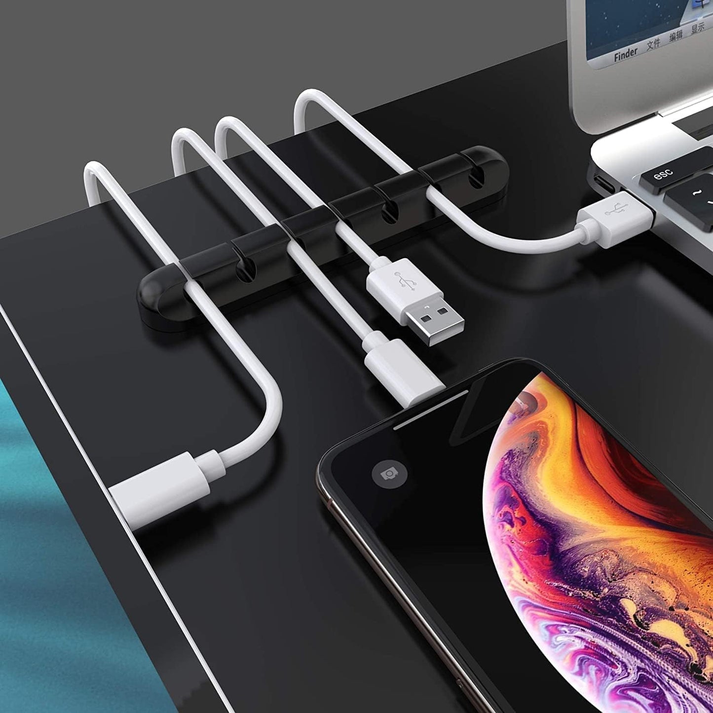 SOULWIT® Kabelhalter Kabelclips, [3 Stück] kabelmanagement Selbstklebend Kabel Organizer Vielzwecke Kabelführung Set für Schreibtisch Computer PC, USB Ladekabel, ZuhauseBüro