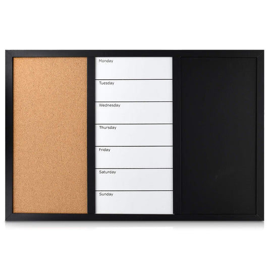 Navaris 3in1 Kombitafel 60x40cm - Kreidetafel Whiteboard Kork Pinnwand - Memoboard magnetische Seiten Weekly Plan inkl. Kreide Pins Magnete