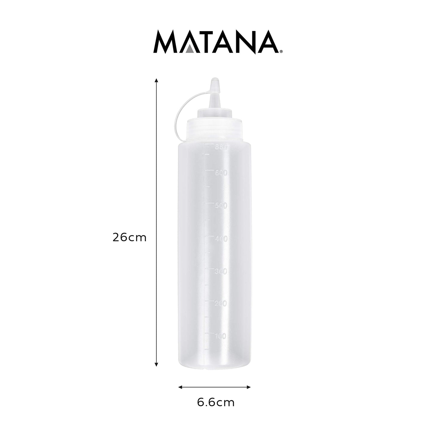 MATANA 8 Große Quetschflaschen aus Kunststoff mit Kappen, XL 680ml - Squeeze Flaschen - Gewürze, Saucen, Ketchup, Dressings, Olivenöl – BPA-Frei & Spülmaschinenfest