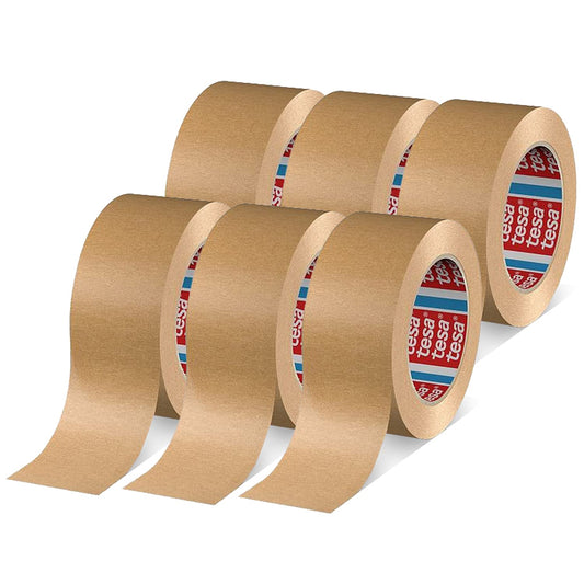 tesa tesapack 4713 Paketband im 6er Pack - Papier Klebeband zum Verschließen von Verpackungen, recyclingfreundlich und lösungsmittelfrei - braun - 6 Rollen je 50 m x 50 mm