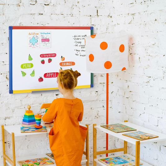 Swansea Whiteboard für Kinder, 60x45cm, Doppelseitig, Kleine Magnettafel Kinder Wand mit Maker für Schüler, Klassenzimmer, Schulmaterial, Lernen