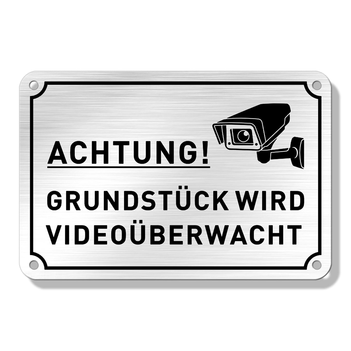 SINMAO “ACHTUNG!GRUNDSTÜCK WIRD VIDEOÜBERWACHT ”mit Bohrlächer,Wetterfest,Reflektierend - (15 x 10 cm,0.1 cm Dick）- Warntafel-Videoüberwachung Schilder